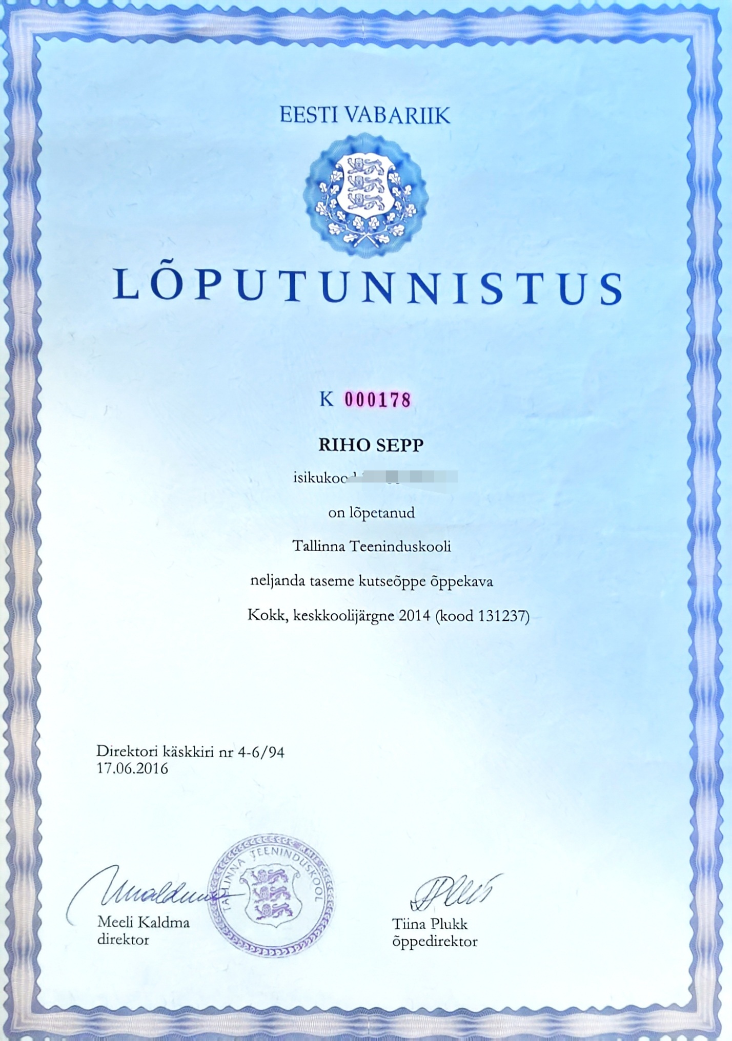 Koka kutsetunnistus
